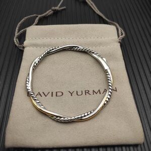 David Yurman Two-Tone Twisted Cable Bracelet - Silver & Gold
